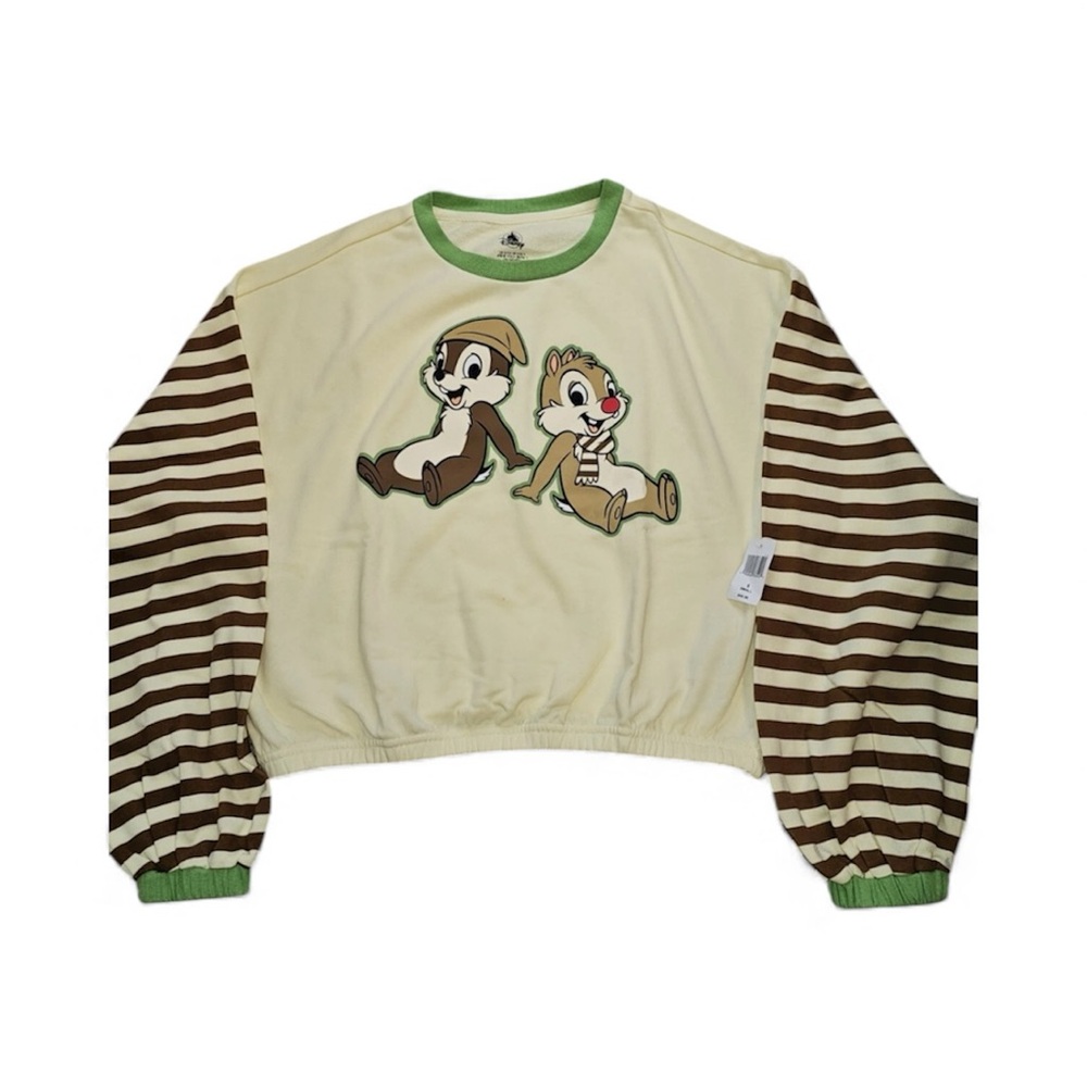 Disney Cream and Brown Chip 'n' Dale Cropped Sweatshirt